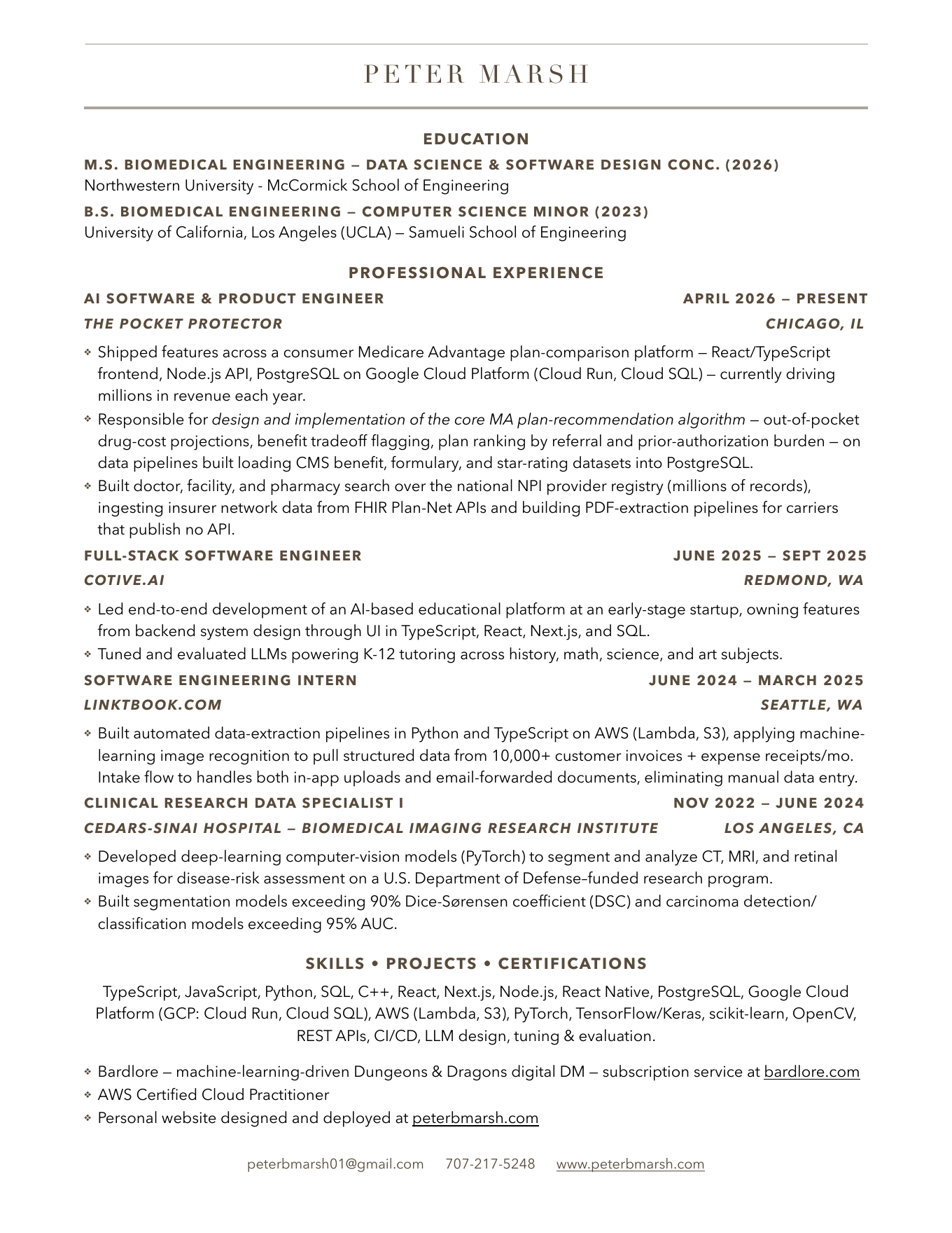 Peter Marsh resume preview